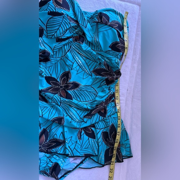 CEEB Womans 14 One Piece Swimsuit MissingRemovable Straps Teal & Purple Pattern - Picture 4 of 11